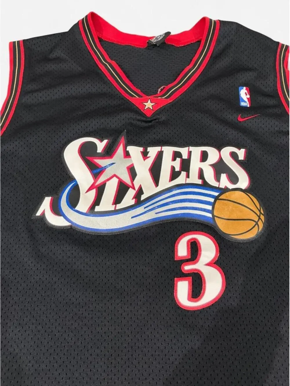 Vintage Nike Allen Iverson #3 Philadelphia 76ers Black Jersey 4XL+2 Length NBA